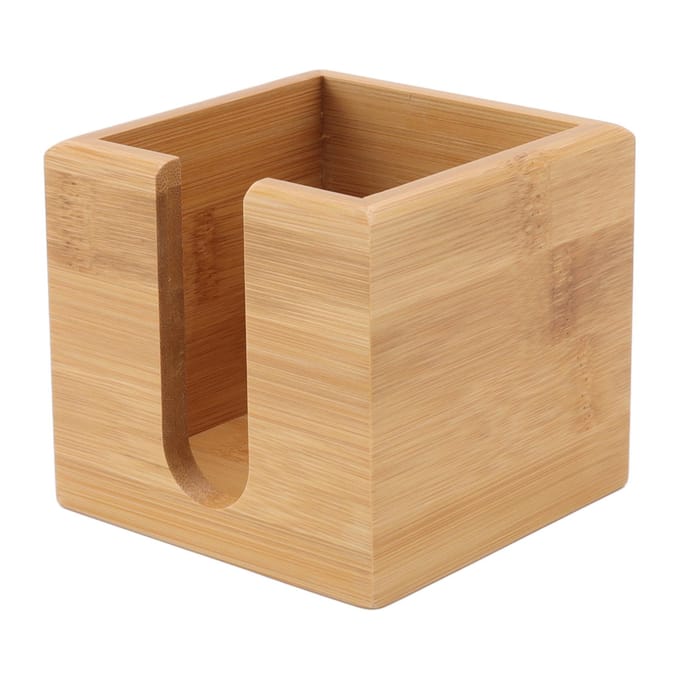Boîte à mouchoirs Bambou Bois Texturé Rectangulaire Rangement Organisation Papier pour Cuisine Bureau brown