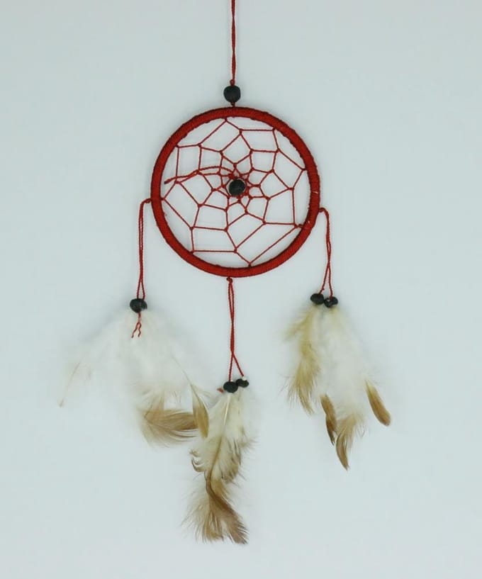 Dromenvanger / Dreamcatcher Ø9cm zonder kleintjes  - rood