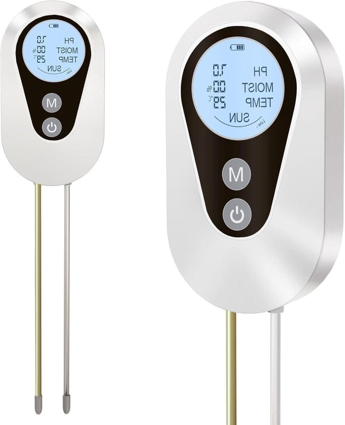 4-in-1 Bodemmeter - Digitale Bodemtester - Planten Verzorgen - Snel Meten LCD - 275 cm - Wit