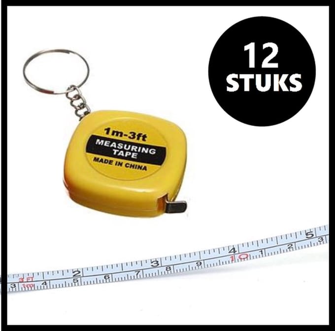 Sleutelhanger - Rolmaat 1mtr. - 12 stuks