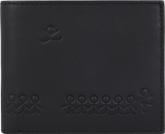 oxmox Leren portemonnee Leather RFID Protect Querscheinbörse Jumping Jack Embossed Black zwart