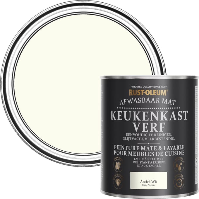 Rust-Oleum Gebroken wit Afwasbaar Mat Keukenkast verf - Antiek Wit 750ml