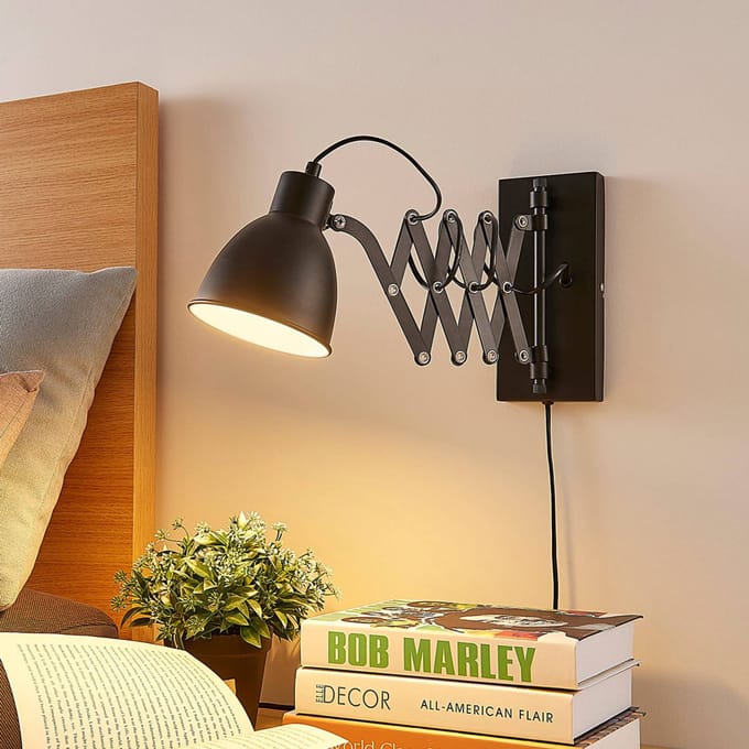 Lindby - wandlamp - 1licht - Metaal - H: 22 cm - E14 - zwart