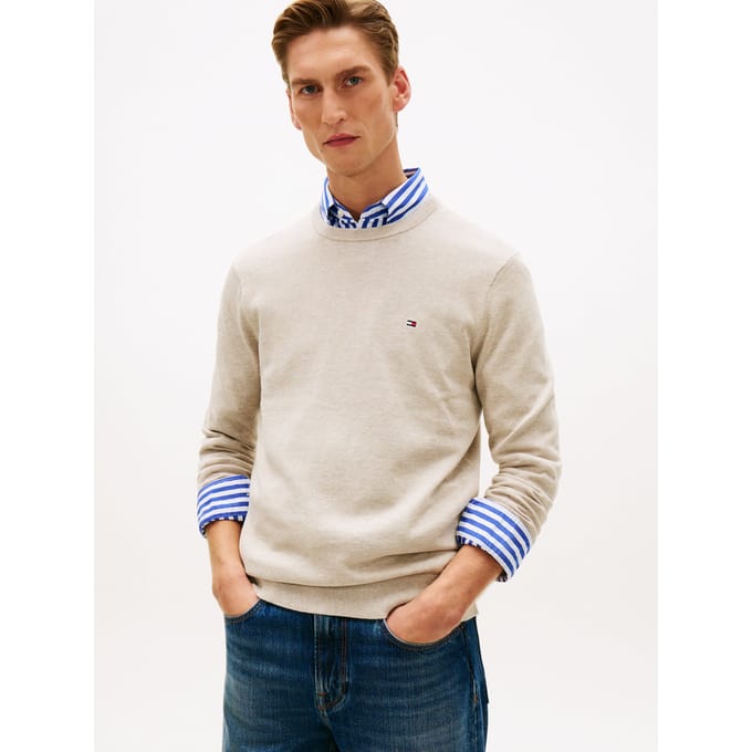 Tommy Hilfiger Essential Seasonal Cotton Sweater Sandalwood Heather Taglia: L | Maglioni a maglia Outlet | Uomo | Marrone