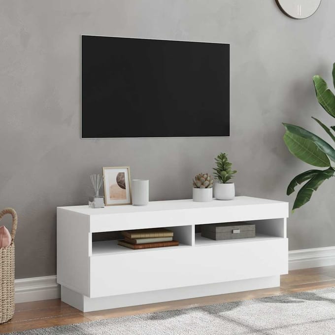 vidaXL - Tv-meubel - met - LED-verlichting - 100x35x40 - cm - wit