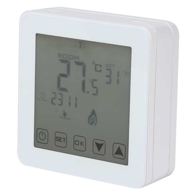 Thermostat de Chauffage Électrique Numérique à Écran LCD Programmable Mural Contrôleur de Température Ambiante white