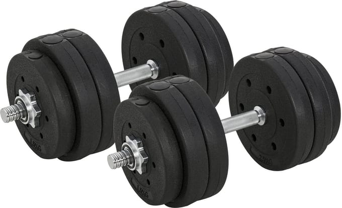 HOMCOM dumbbellset - staal/pu - 43L x 18B x 7,5H cm - zwart