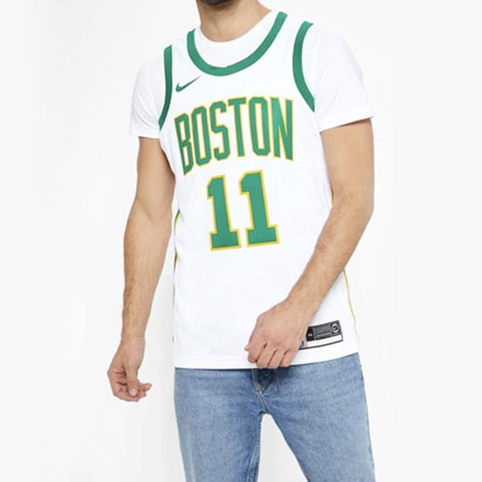 Maillot Nike NBA Saison 18-19 Kyrie Irving Boston Celtics City Edition Homme Hauts Blanc Vert AJ4596-101 S blue
