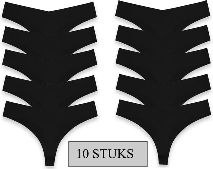 Emilie collection - string - zwart - multipack 10 stuks - naadloos - XXL