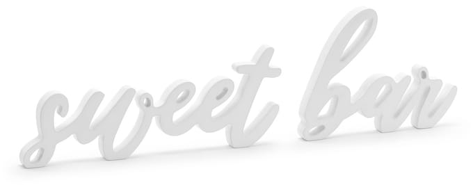PARTYDECO - Witte houten "Sweet Bar" decoratie 37 x 10 cm voor bruiloft
