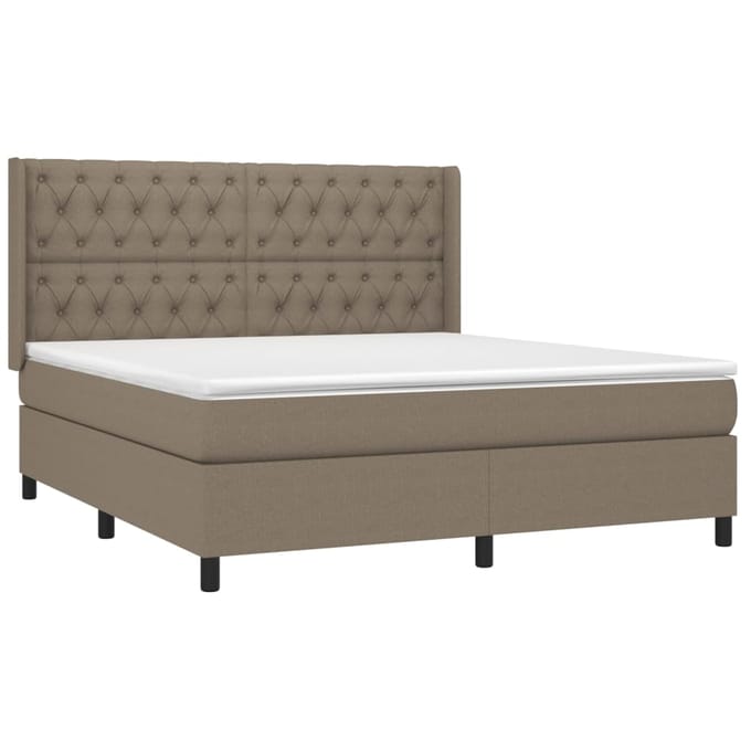 vidaXL - Boxspring - met - matras - stof - taupe - 160x200 - cm