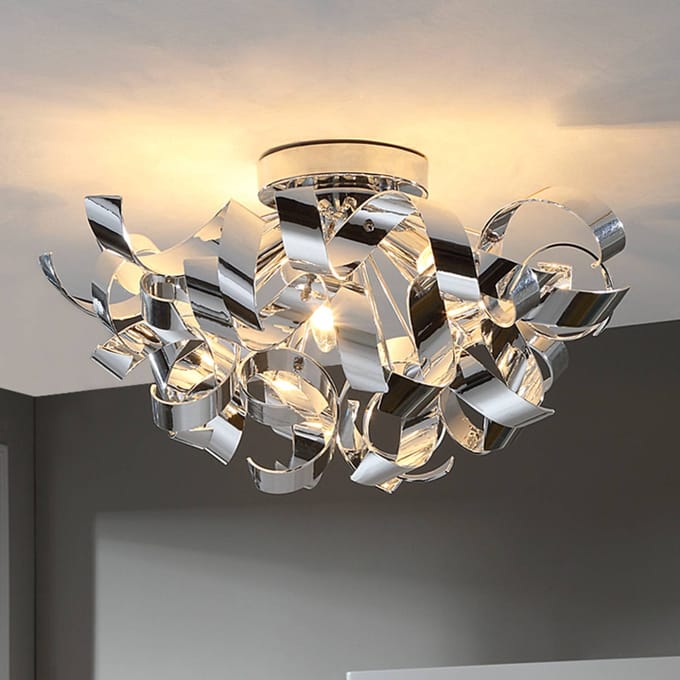 Lindby plafondlamp Elviro, Ø 50 cm, chroomkleurig, metaal
