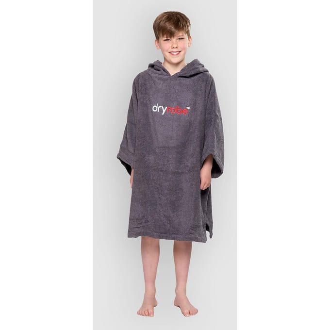 Dryrobe Towel Robe Organic Kids 5-9 Surf Poncho grijs