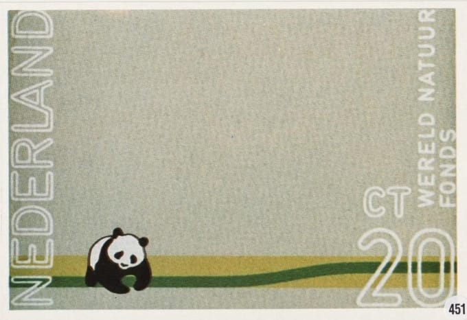 Briefkaart met afbeelding Panda-beertje postzegel