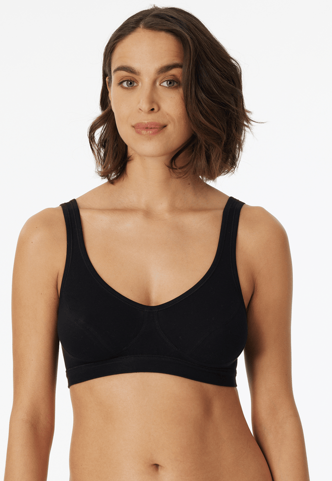 SCHIESSER 95/5 bralette (2-pack) - dames bustier met cups biologisch katoen zwart