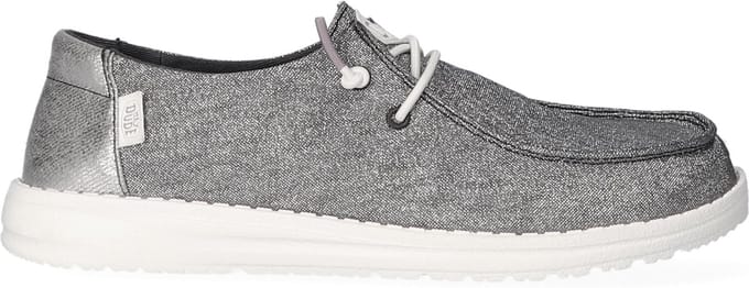 HEYDUDE - Wendy Metallic Sparkle Dames Instappers Charcoal - Maat 38