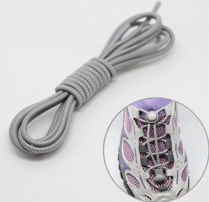 Lock veters | Ronde Elastische Schoenveters - Elastische veters - Hardlopen | Schoenveters | Laces | Grijs