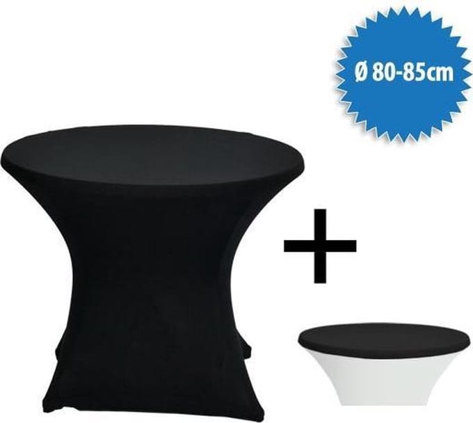 Cover Up Terrastafelrok Stretch - Ø80-85cm - Incl. Topcover - Zwart