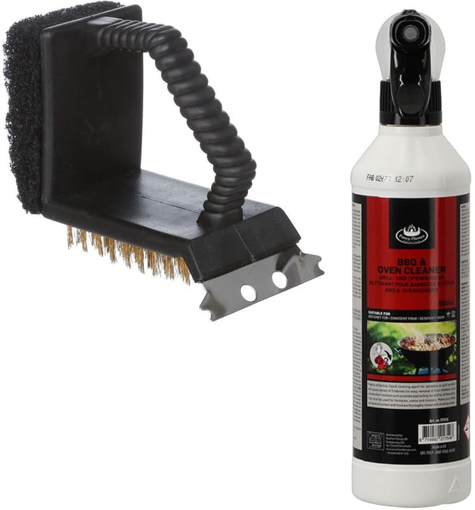 BBQ reinigingsset - barbecue schoonmaakborstel - reiniging spray