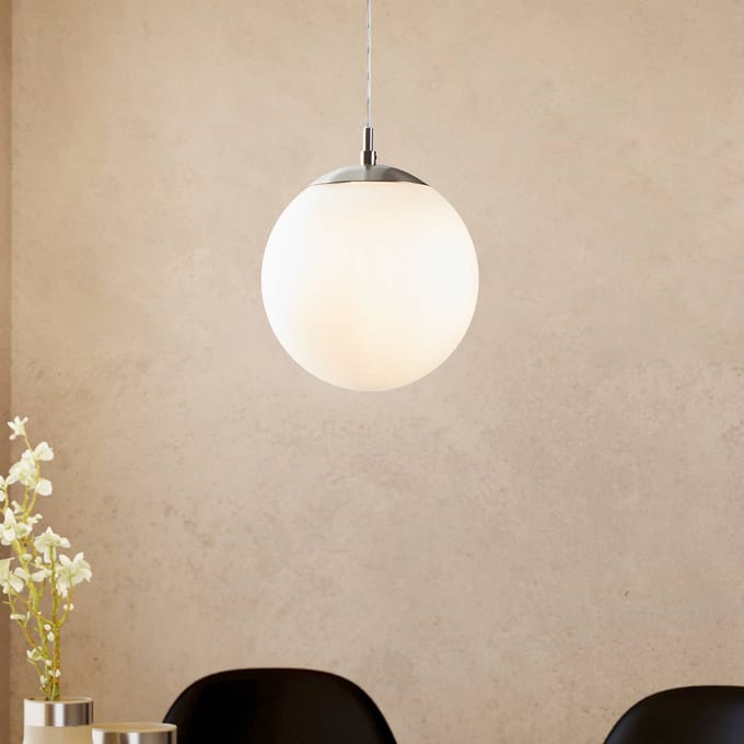 EGLO Rondo - Hanglamp - 1 Lichts - Ø200mm. -Nikkel-Mat - Wit