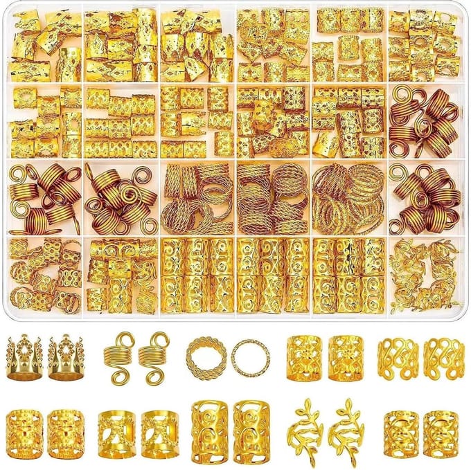 220 Stuks Haarversieringen Set: Dreadlocks Kralen, Metaal Ringen en Kristal Charms voor Haar