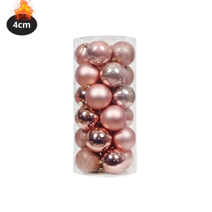 Nivard Kerstballen - Kerstversiering - Plastic - Rood Goud - 4 cm - 24 stuks