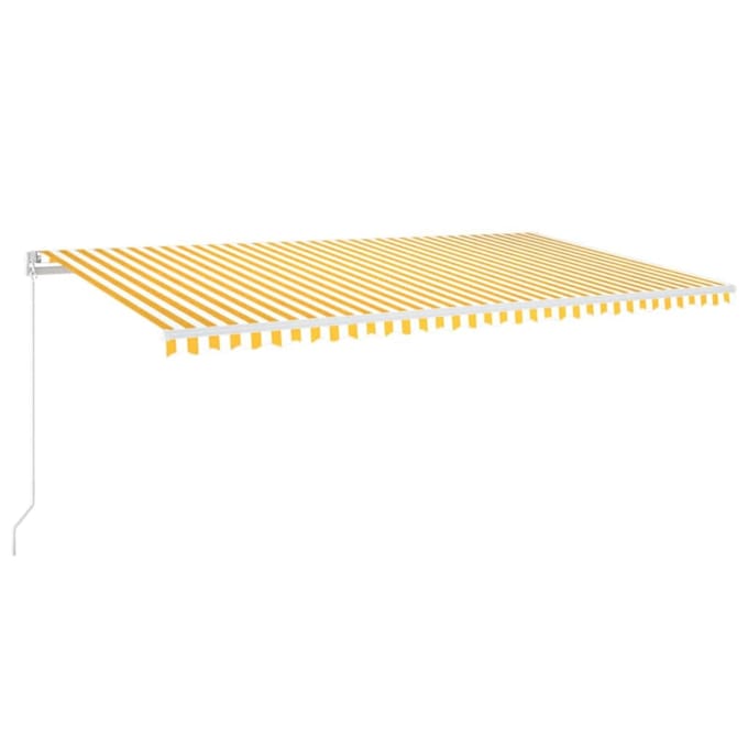 vidaXL - Luifel - handmatig - uittrekbaar - met - LED - 600x350 - cm - geel - en - wit