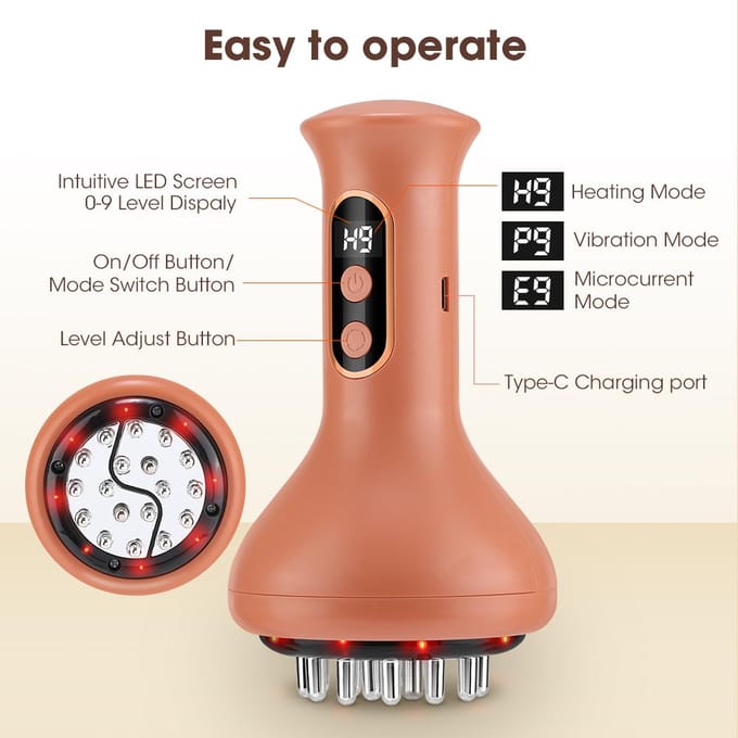 USB Oplaadbare Meridian Borstel Lichaam Schraap Massager Microstroom Vibratie Hete Kompres Lymfedrainage