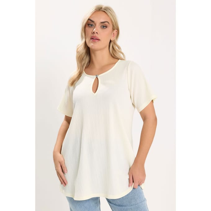 Yours Ivoorwitte Getextureerde Top Met Keyholedetail Size 44