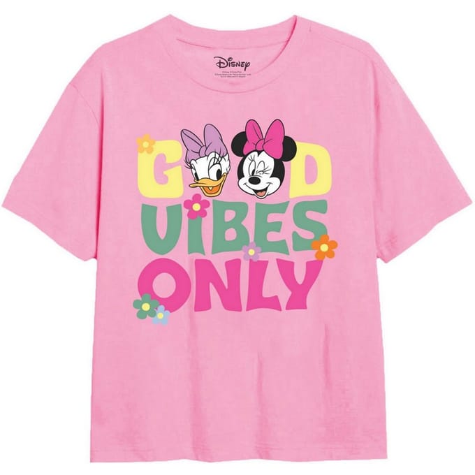 Disney Meisjes Good Vibes Only Minnie Mouse T-Shirt (Lichtroze)