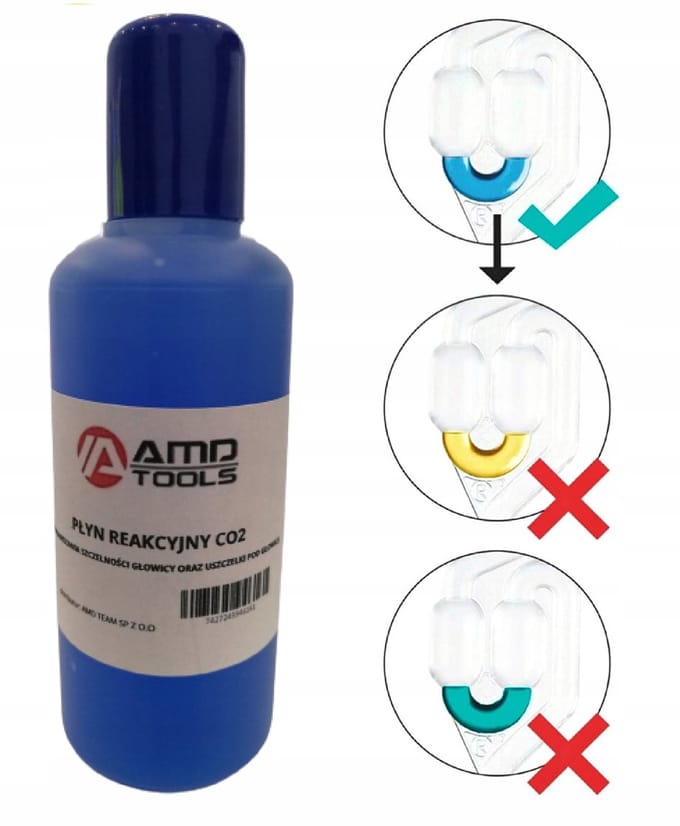 AMD TOOLS Pro Series - CO2 Reactievloeistof - Koppakking Tester Navulling - 100ml voor 50 Tests - Geschikt voor Benzine, Diesel & LPG