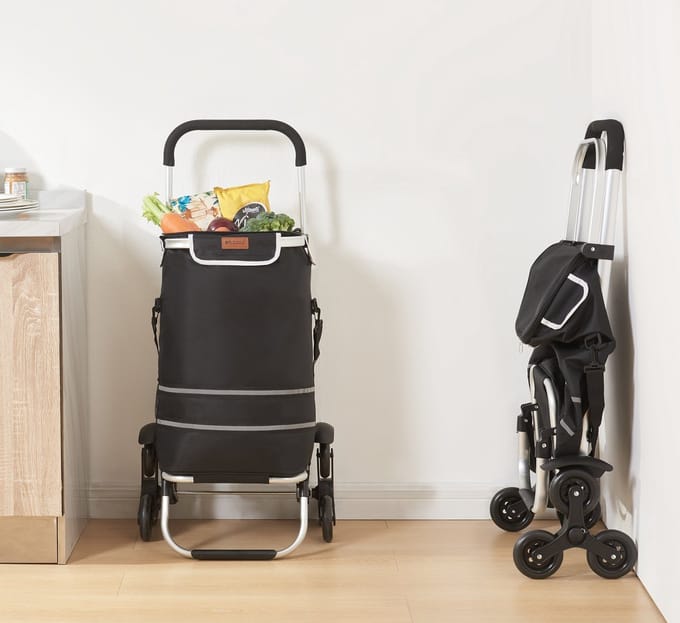 Boodschappentrolley Neef 100x45x36 cm zwart [en.casa]