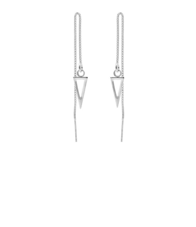 Karma Pull Through Triangle Silver Oorbellen M1801