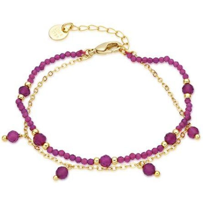 Luxenter Armband van roze kristal met 18-karaats geelgouden afwerking - Aira
