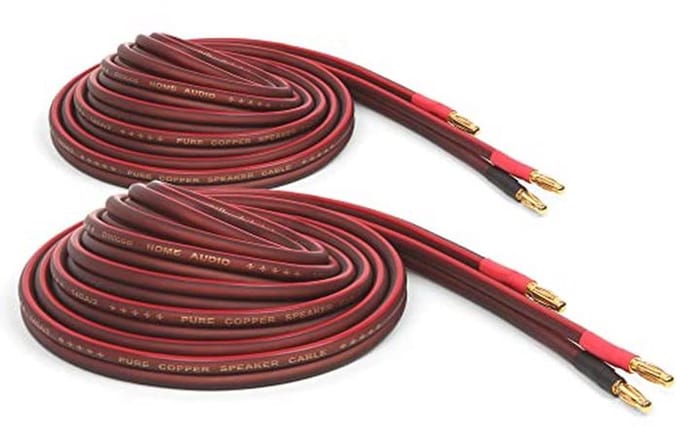 Koperen luidsprekerdraad met vergulde banaanstekkers, 14AWG, 4 meter