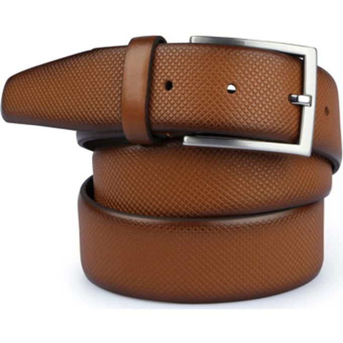 Suitable Riem Structuur Leer Bruin - Maat 105 - Heren leren broekriem / broeksriem - Ceintuur - Riem formeel