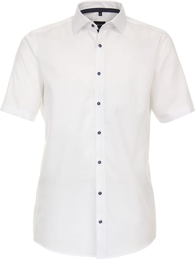 Wit Strijkvrij Overhemd Korte Mouw Venti Modern Fit - M