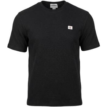 Calvin Klein Ss Waffle Badge Crewnetee Black Größe: M | Basic T-Shirts Outlet | Herren | Schwarz