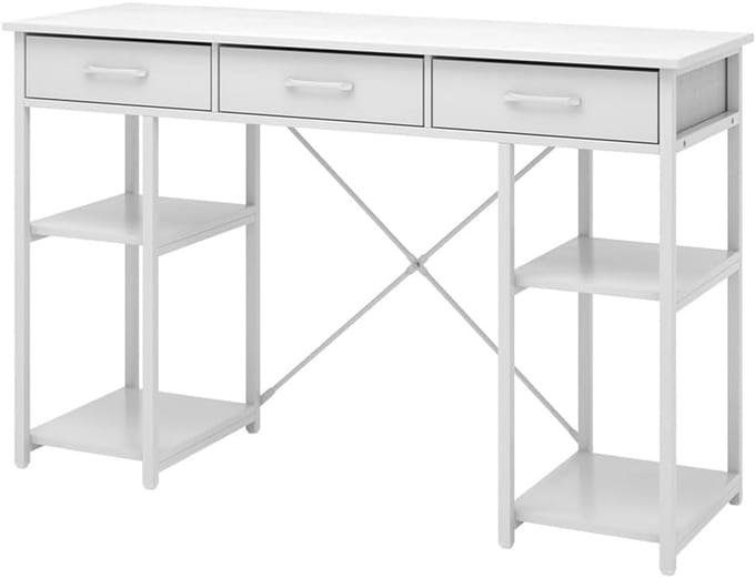Bureau met 3 lades en open planken - 120 x 78 cm