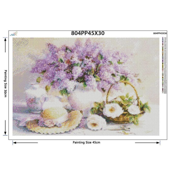 Volledige Diamond Painting Kruissteek Paarse Lila Bloemen Strass Kristal Boor Naaldwerk Kit 20X30CM beige