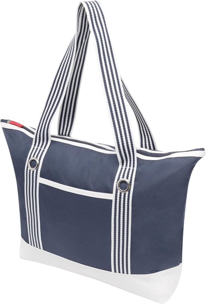 Grote Strandtas Shopper Weekendtas Marine Stijl Blauw Wit