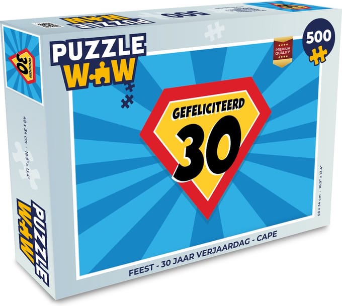 Puzzel Feest - 30 jaar verjaardag - Cape - Legpuzzel - Puzzel 500 stukjes