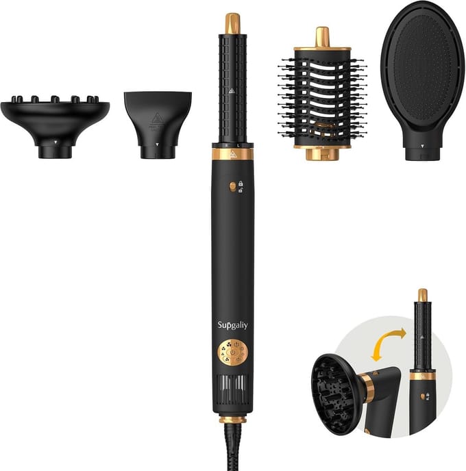 Krachtige 5-in-1 Föhnborstel en Multi-Styler met Krultang en Diffuser