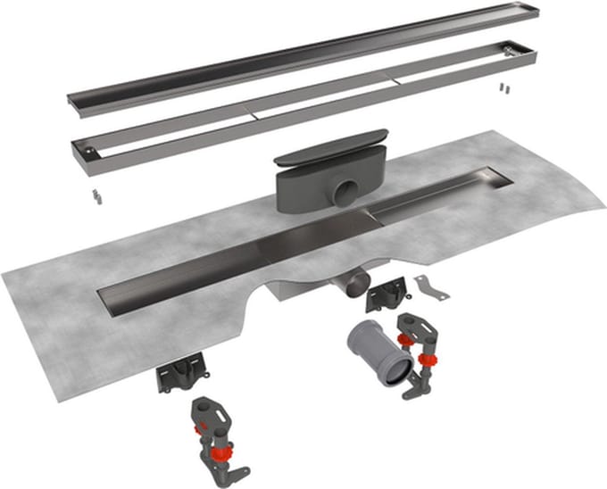 Easy Drain Modulo TAF low douchegoot - 90x6.7cm - met vloerflens - Waterslot: 50mm- RVS geborsteld