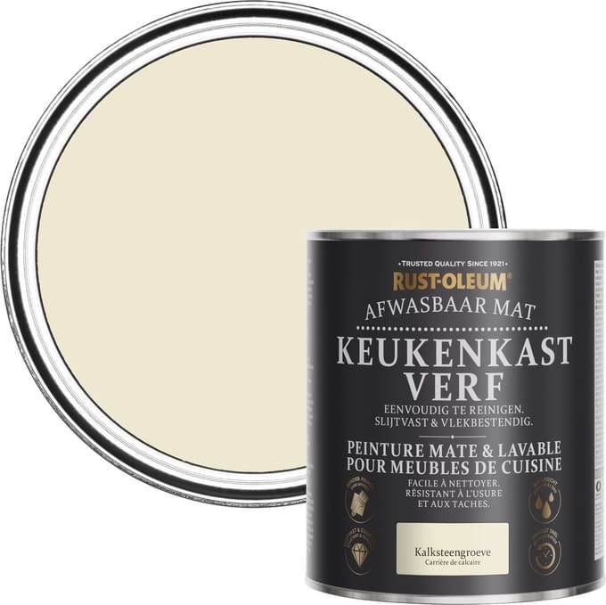 Rust-Oleum Wit Afwasbaar Mat Keukenkastverf - Kalksteengroeve 750ml