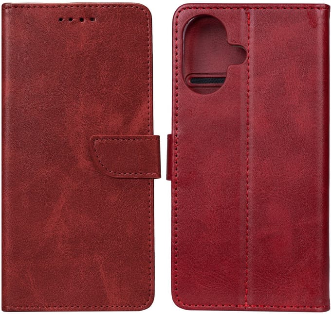 Rixus Bookcase For iPhone 16 Plus Dark Red