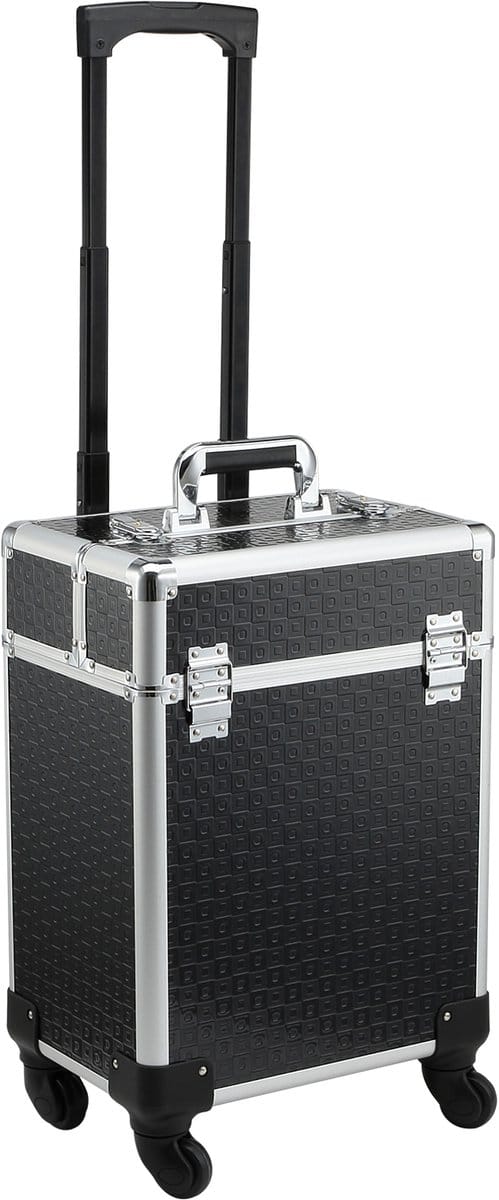 HOMCOM-Make-up treinkoffer - aluminium - 34x24x52cm - zwart