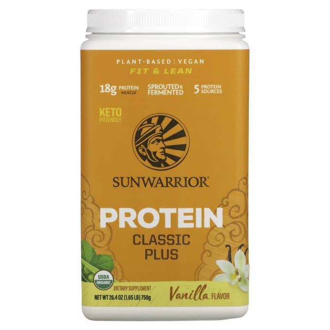 Sunwarrior, Protéine Classique Plus, Protéine Végétale Biologique, Saveur Vanille, 1,65 lb (750g)