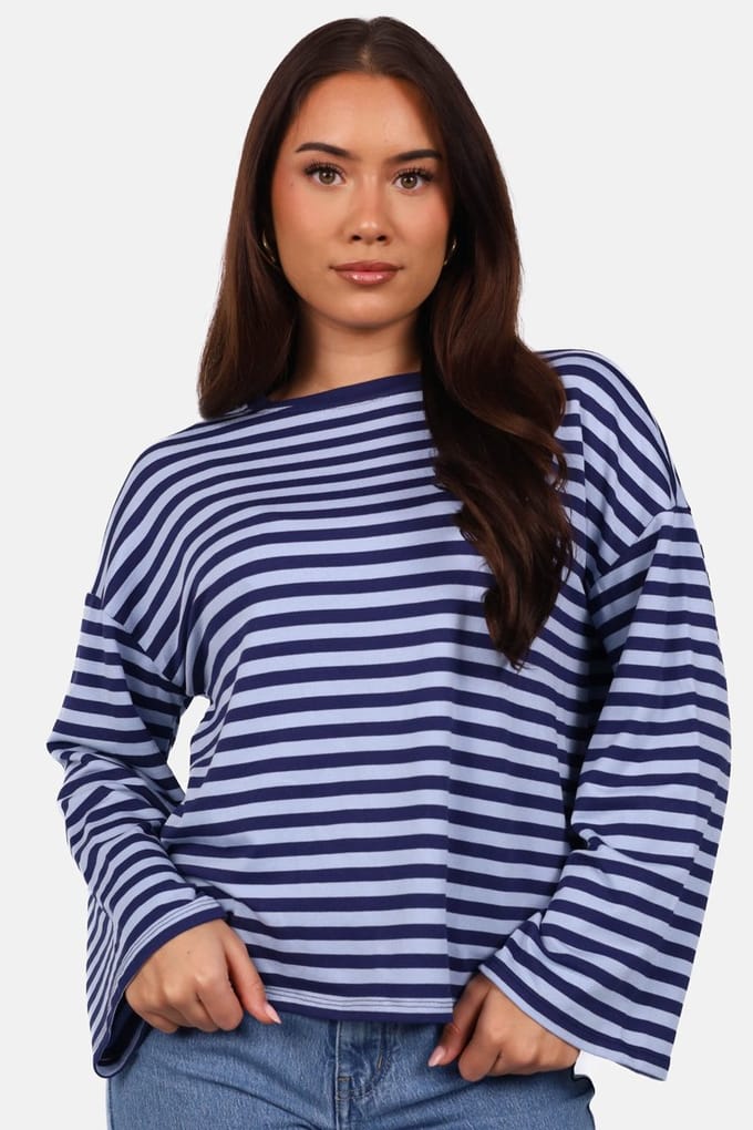 Getdrezzed Top - Maat: S - Gestreepte longsleeve in lichtblauw en blauw