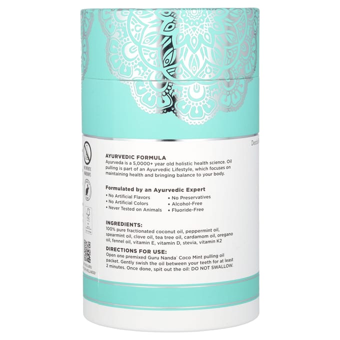 GuruNanda, Whitening Pulling Oil, Kokos + Munt, 28 pakjes, 0,4 fl oz (12 ml) elk white